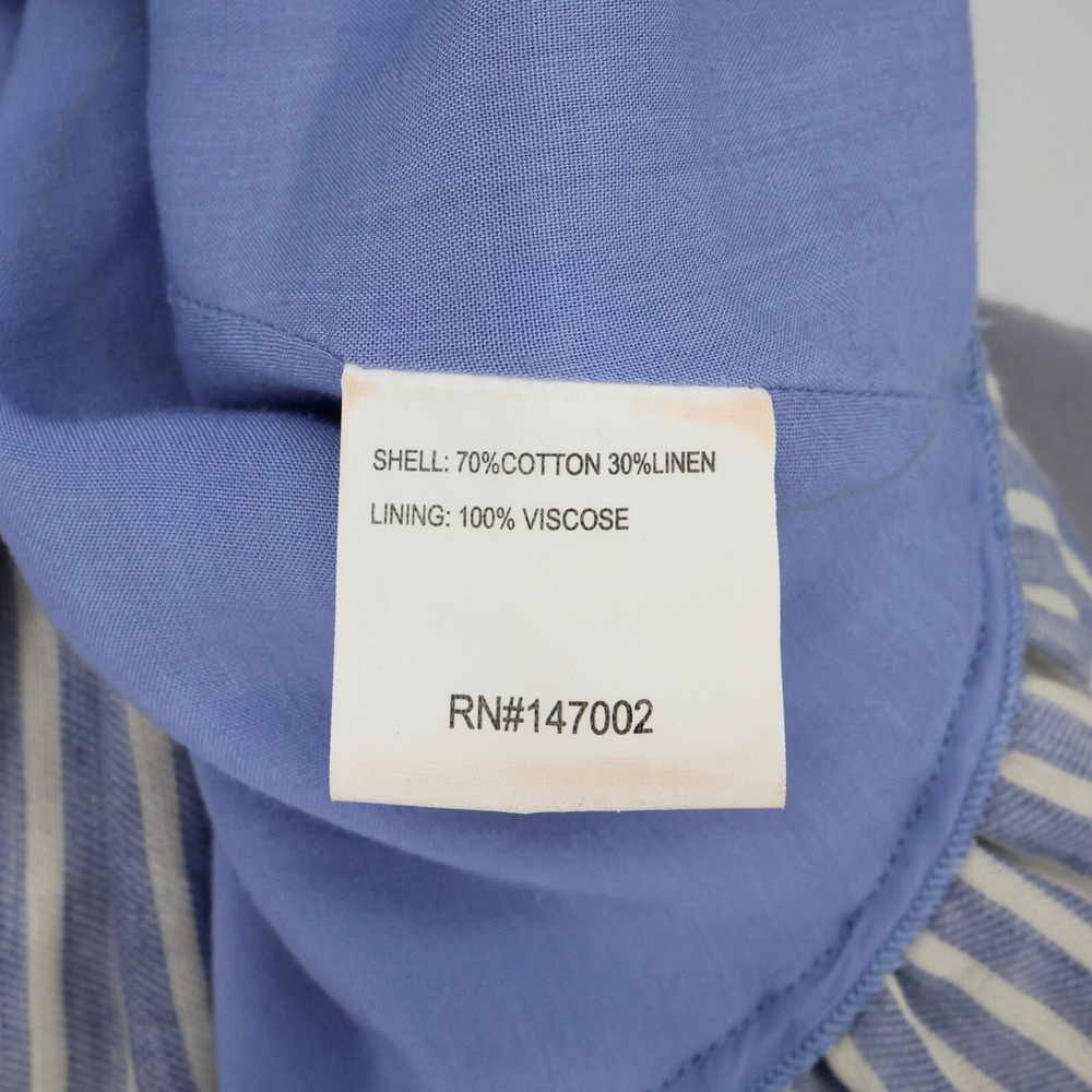 TJD The Jetset Diaries Dress Womens XS Blue White Cotton Linen Blend Lined Mini - Picture 10 of 12